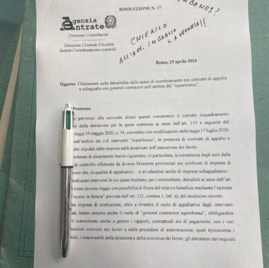 Sintesi Risoluzione 17/2026 Superbonus Studio Legale ITSLAW